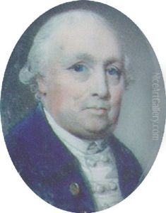 A Gentleman, With Powdered Hair Wearing A Blue Coat With Gold Buttons, A Double-breasted White Waistcoat And Stock