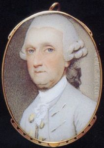 A Gentleman, In Grey Jacket, Matching Waistcoat, Frilled White Cravat, His Hair Powdered And En Queue