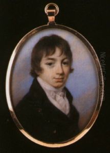A Young Boy Wearing Blue Coat With Black Collar And Gold Coloured Buttons