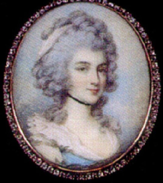 Portrait Of A Lady In A Blue Dress With White Underslip And Ruffled Collar - view 1