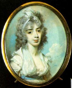 Mrs. Samuel Stephens In White Dress, White Turban In Her Powdered Hair by George Engleheart
