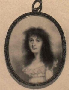 Portrait Of A Young Girl With Long Dark Hair by George Engleheart