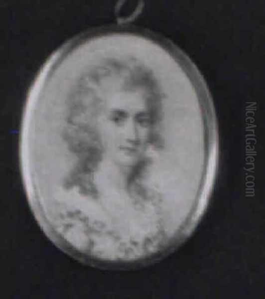 Portrait Of A Lady In A White Dress With Frilled Collar by George Engleheart
