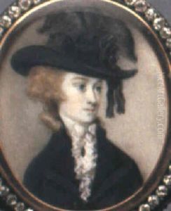 A Lady Wearing A Wide-brimmed Black Hat Trimmed With Ostrich Plumes