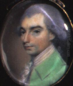 Portrait Of A Gentleman In Pale Green Coat And Purple Waistcoat by George Engleheart