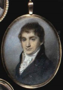 A Gentleman With Short Curling Brown Hair, Wearing A Blue   Coat, Buff Waistcoat And A White Cravat And Jabot