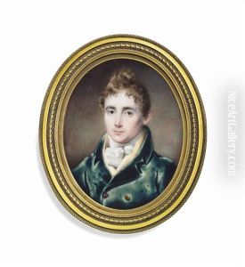 John Thomas Bell (1784-1865), In Green Coat, Ochre Waistcoat, White Knotted Cravat