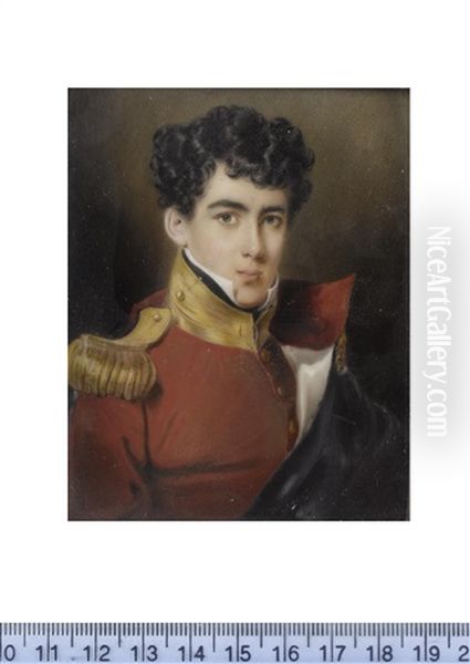 An Officer Of The Royal Engineers, Wearing Scarlet Coat With Gold Standing Collar And Epaulette, White Chemise And Black Stock - view 1