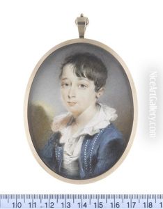 A Young Boy, Named John Fairlie, Wearing Blue Coat, White Waistcoat, A Broad Frilled Collar To His Chemise by John Cox Dillman Engleheart