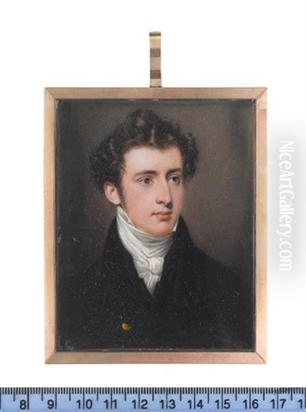A Gentleman, Wearing Black Coat, Black Waistcoat, White Chemise, Cravat And Stock - view 1