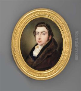 A Young Gentleman, In Fur-bordered Brown Coat, Dark Blue Coat With Black Collar