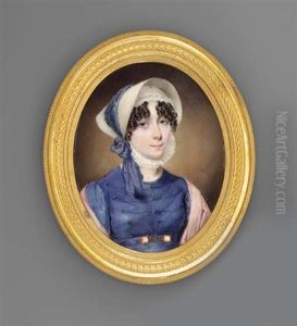 A Young Lady, In Blue Dress With Blue Lacing Across Bodice, Blue Belt With Gold Link Fastening by John Cox Dillman Engleheart