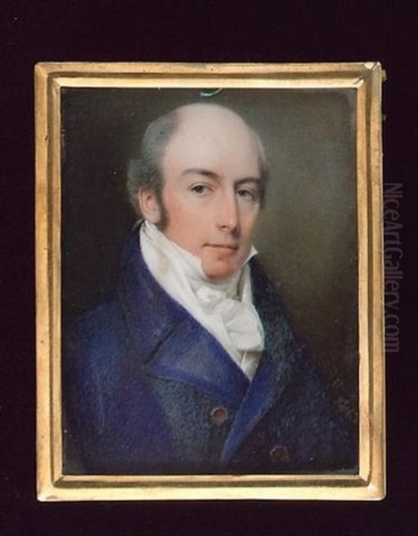 A Gentleman Wearing Blue Coat, White Waistcoat, Frilled Chemise And Stock - view 1