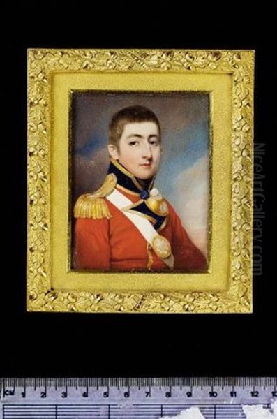 George Gould Morgan Wearing Uniform Of The Coldstream Regiment Of Foot Guards, Scarlet Coat With Gold Trimmed Blue Facings, Gold Epaulette, Belt Plate With Silver Star And The Order Of The Garter - view 1