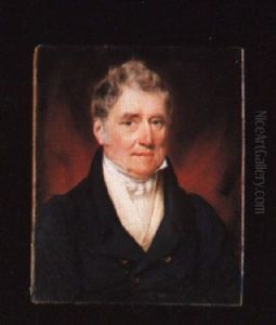 Portrait Of A Gentleman Wearing Blue Coat With Gold Coloured Buttons, White Waistcoat And Tied Cravat
