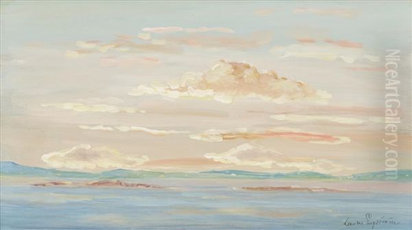 Kustlandskap Med Solbelysta Moln by Leander Engstroem the Elder