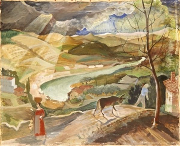 Sydlandskt Landskap Med Figurer - view 1