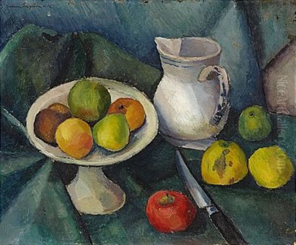 Stilleben Med Frukter Och Kanna (+ Oil Sketch, Verso) - view 1