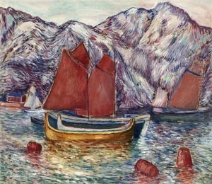 Fjordlandskap Med Segelbatar