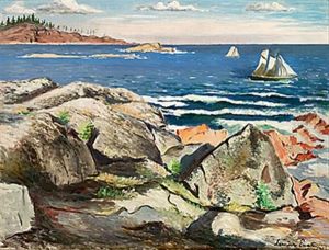Kustmotiv Med Segelbat by Leander Engstroem the Elder