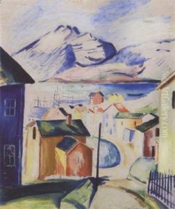 Fjordparti Fra Lofoten, Sommer by Leander Engstroem the Elder