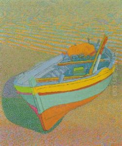 Beached Rowboat by Leander Engstroem the Elder
