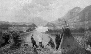 Campierende Soldaten In Schwedischer Gebirgslandschaft by Wilhelm Oscar Engstrom