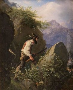 Tiroler Freiheitskampfer In Alpiner Landschaft Erspaht Franzosische Infanteristen by Karl Von Enhuber
