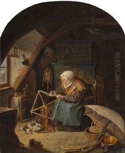 Interieurs Mit Frauen Bei Der Handarbeit