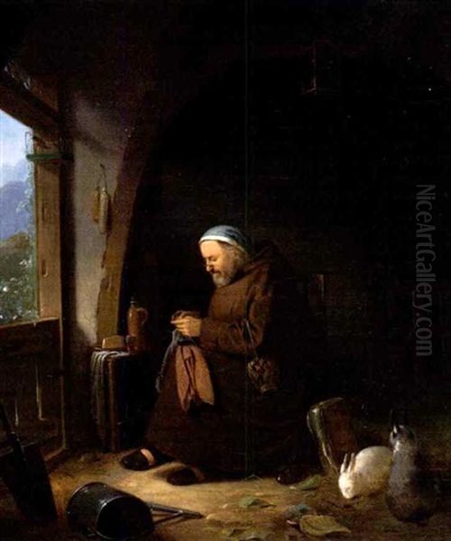Monch In Einem Interieur - view 1