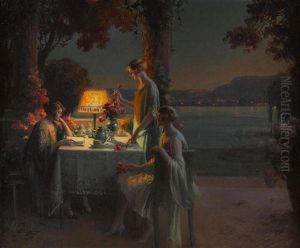 Jeunes Femmes Au Bord Du Lac by Delphin Enjolras