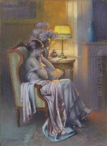 Contemplation By Lamplight by Delphin Enjolras