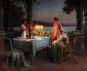 Diner Entre Amies Sur La Terrasse by Delphin Enjolras