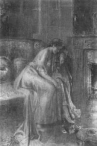 Jeune Femme Assise Pres D'une Cheminee by Delphin Enjolras