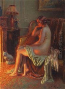 Nu Devant La Cheminee by Delphin Enjolras