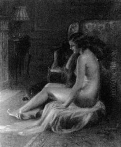 Nu Devant La Cheminee by Delphin Enjolras