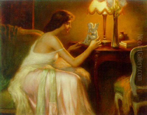 A Young Beauty By Lamplight - view 1
