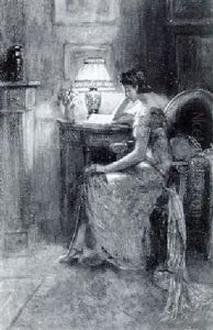 Jeune Fille Lisent Sous La Lampe by Delphin Enjolras