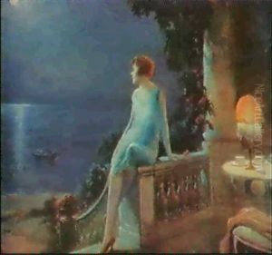 "femme Assise Sur Une Balustrade"