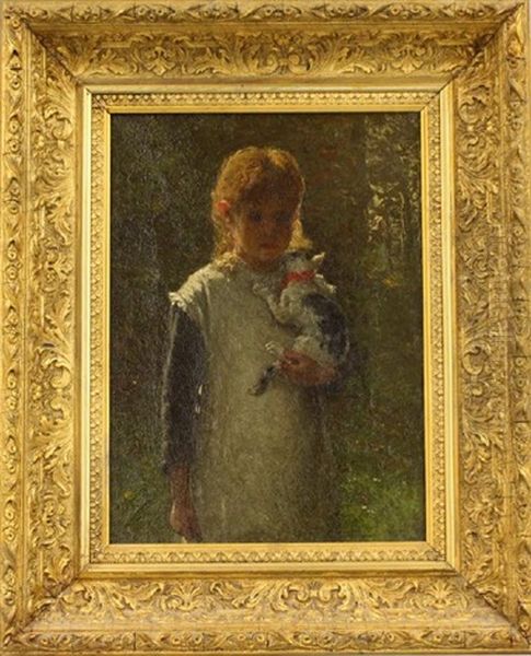 Emily In The Garden, Holding Her Cat - view 1
