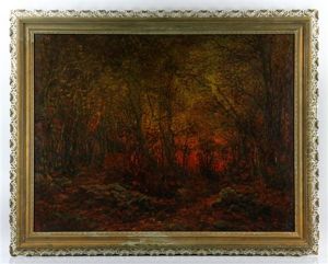 Forest Landscape At Dusk by John Joseph Enneking