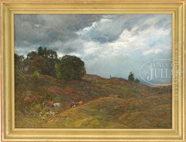 Landscape With Cows & Sheep Under Stormy Sky - view 1