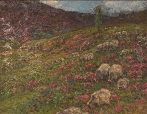 Sheep In Heather by John Joseph Enneking