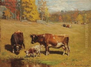 Cattle By A Pool
