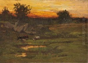 Sunset Landscape With Cattle by John Joseph Enneking