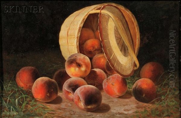 Peaches Spilling From An Overturned Basket - view 1