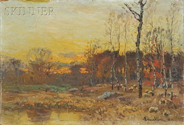 Sheep Pasture At Twilight - view 1