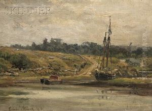 Harbor Scene - Low Tide by John Joseph Enneking