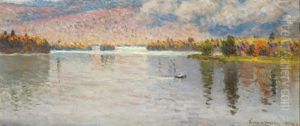 Rowing Across The Lake, A View Near Newry, Maine by John Joseph Enneking