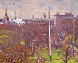Boston Common (or A View Of Boston Common Looking Down Charles St. From Little Bldg. Studio) by John Joseph Enneking